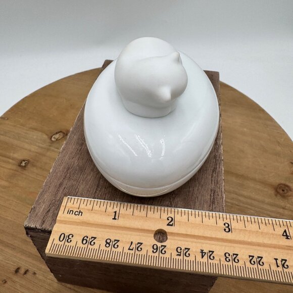 Vintage Sleeping Cat Trinket Box, gift present cat lover white glass - Picture 8 of 8